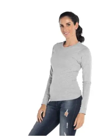 Womens Crew Neck Long Sleeve Silhouette T-Shirt (Heather Grey) Cedar Lake Creations